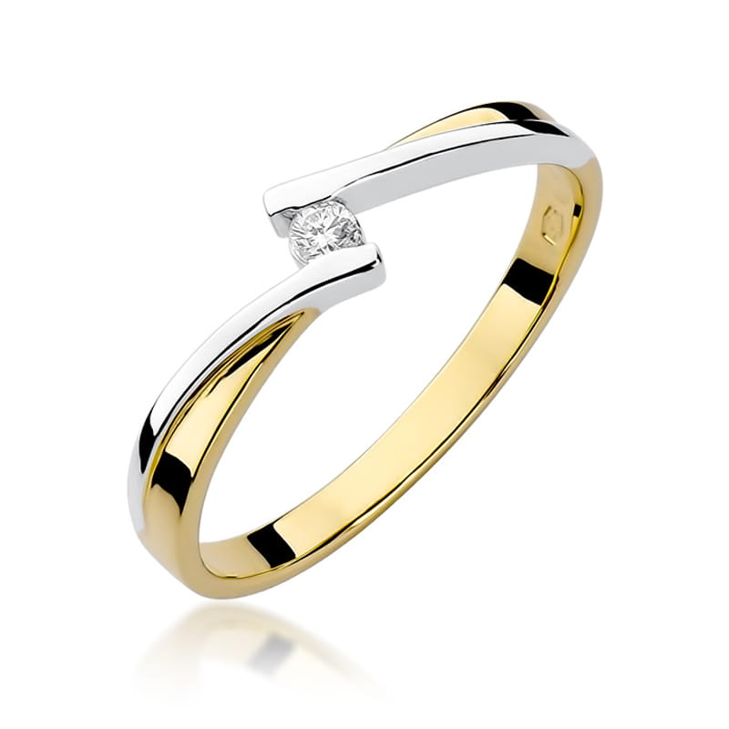 Inel Aur 9K cu Diamant Natural 0.04 ct — Aur galben