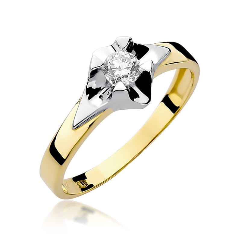 Inel Aur 9K cu Diamant Natural 0.30 ct — Aur galben