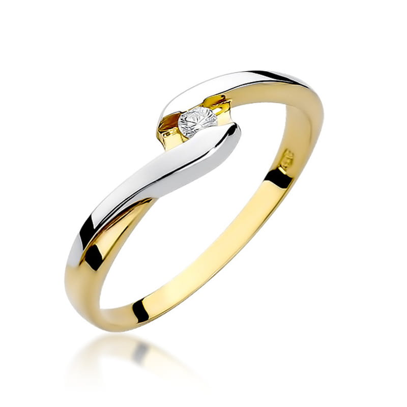 Inel Aur 9K cu Diamant Natural 0.05 ct — Aur galben
