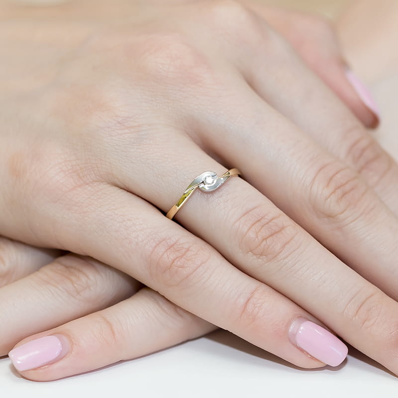 Inel Aur 9K cu Diamant Natural 0.05 ct, imaginea 4 din 11