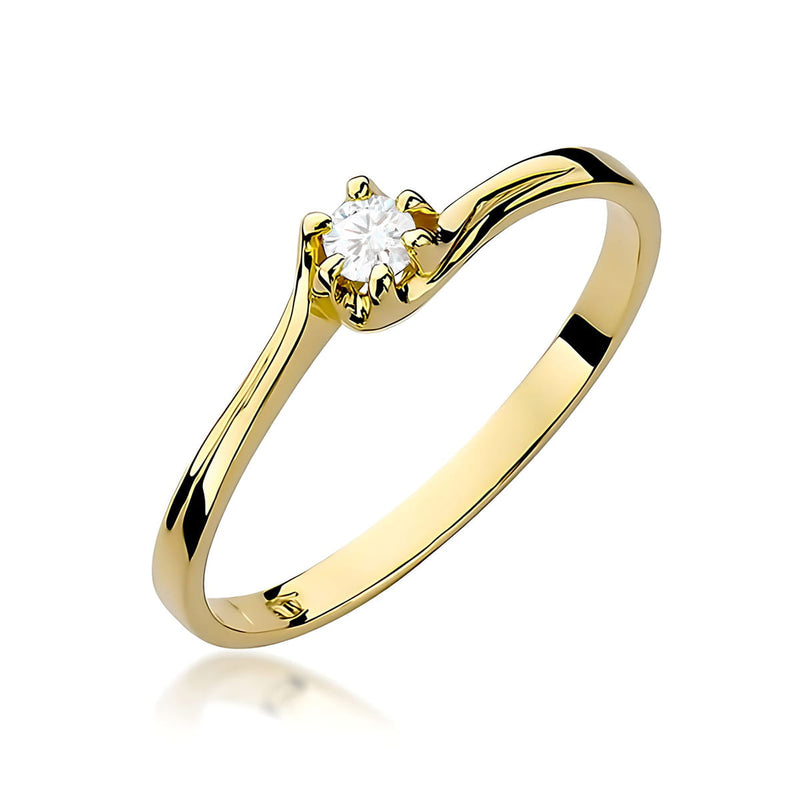 Inel Aur 9K cu Diamant Natural 0.10 ct — Aur galben