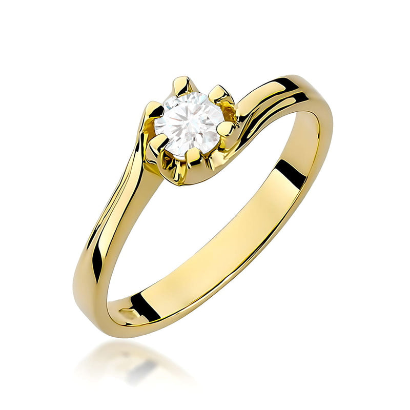 Inel Aur 9K cu Diamant Natural 0.30 ct — Aur galben