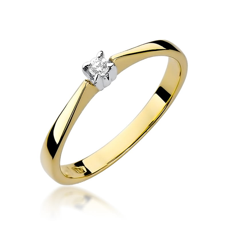 Inel Aur 9K cu Diamant Natural 0.03 ct — Aur galben