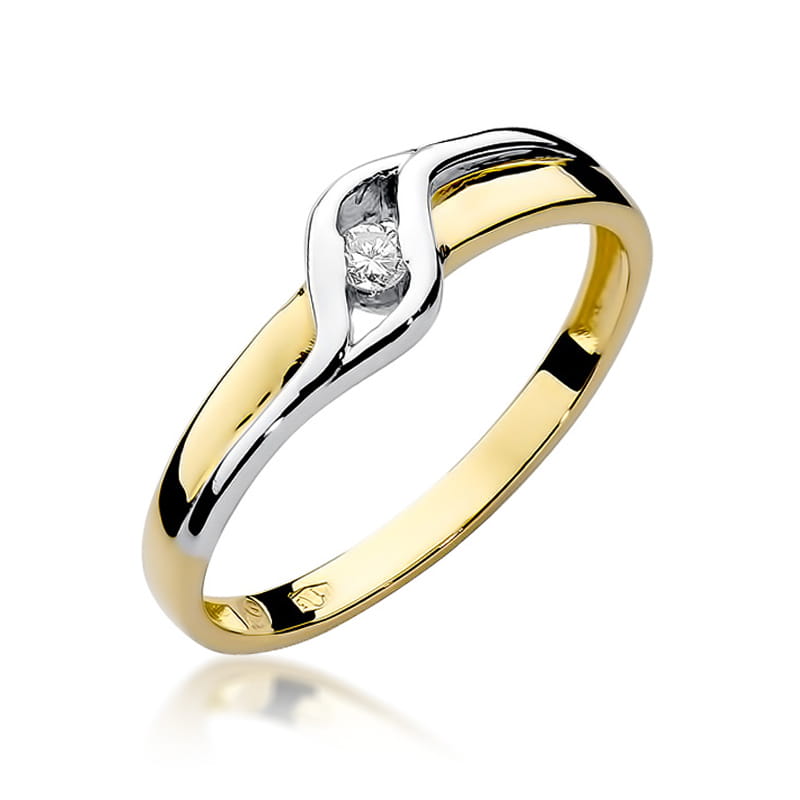 Inel Aur 9K cu Diamant Natural 0.04 ct — Aur galben