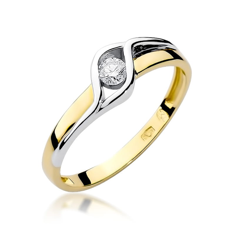 Inel Aur 9K cu Diamant Natural 0.10 ct — Aur galben
