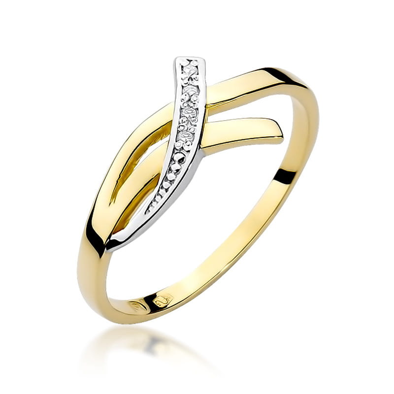 Inel Aur 9K cu Diamante Naturale 0.02 ct — Aur galben
