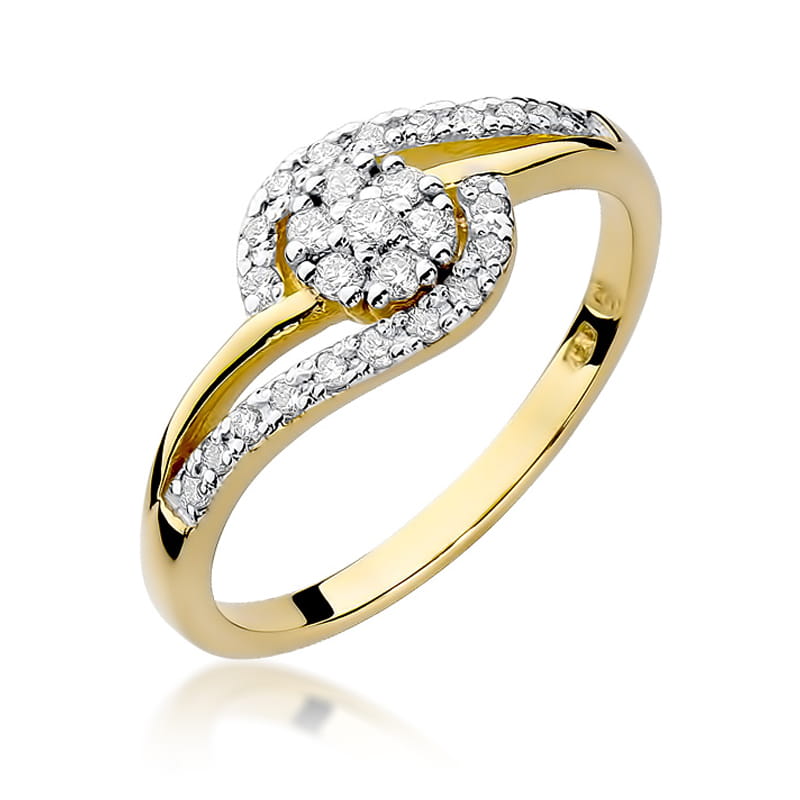 Inel Aur 9K cu Diamante Naturale 0.17 ct — Aur galben