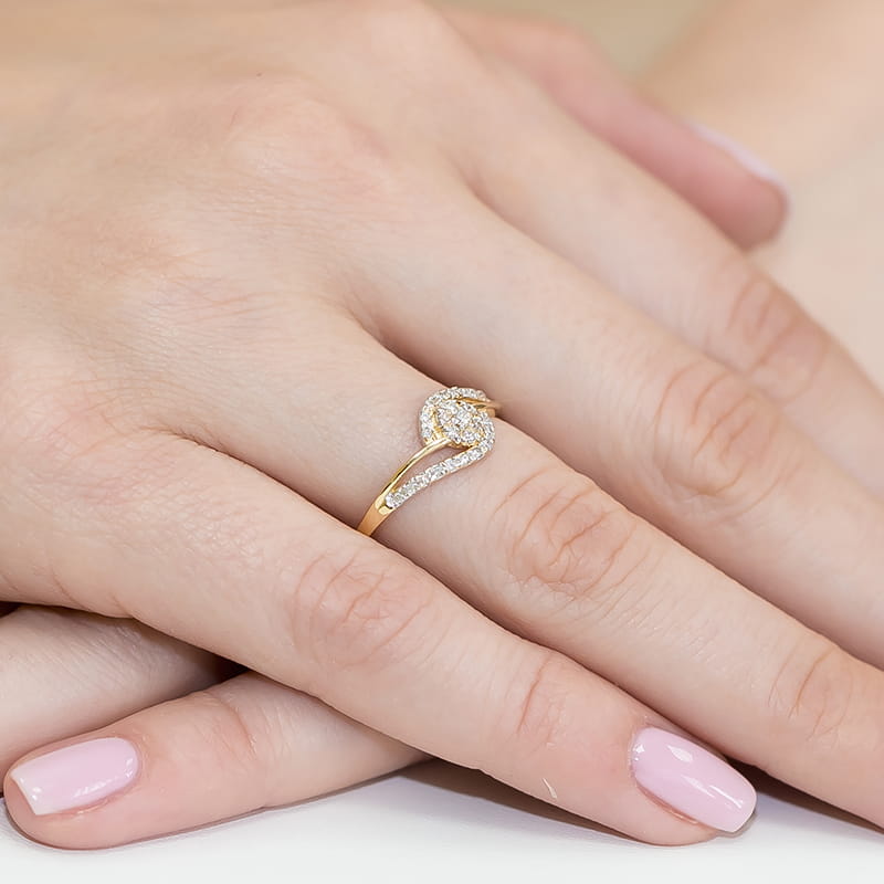 Inel Aur 9K cu Diamante Naturale 0.17 ct, imaginea 4 din 8
