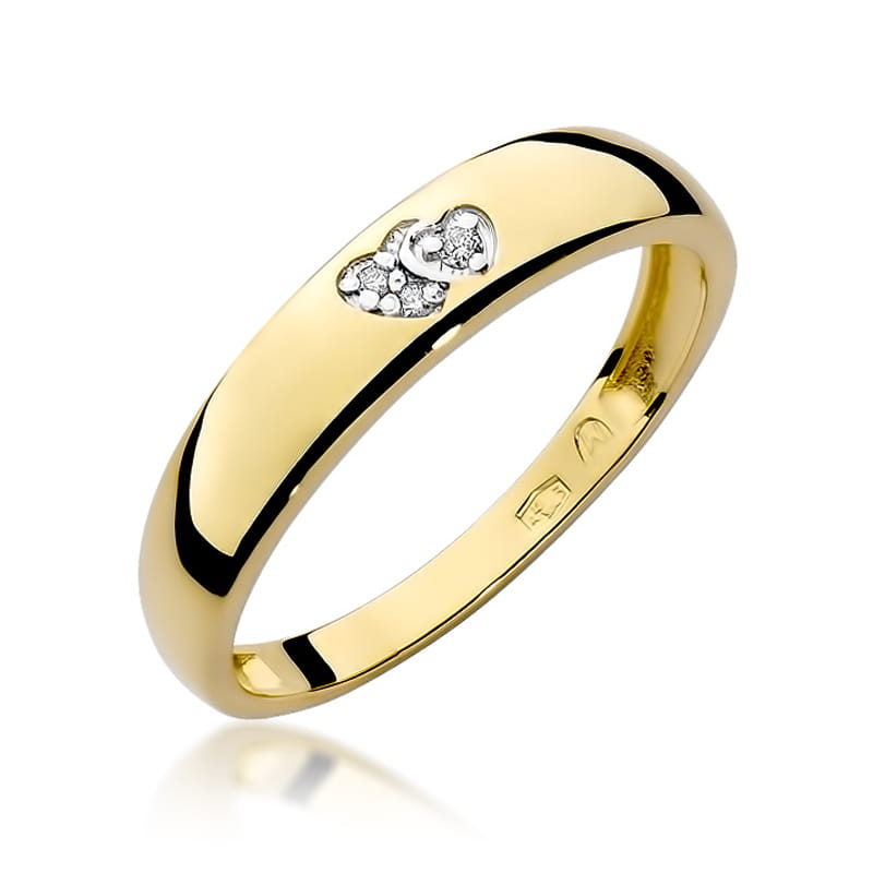 Inel Aur 9K cu Diamante Naturale 0.02 ct — Aur galben