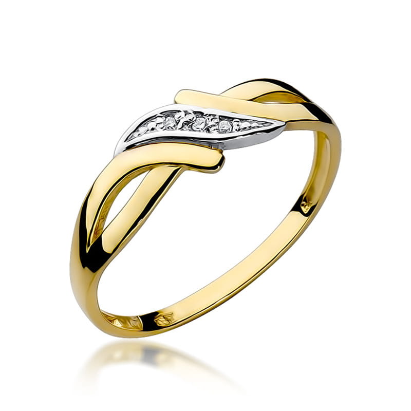 Inel Aur 9K cu Diamante Naturale 0.02 ct — Aur galben