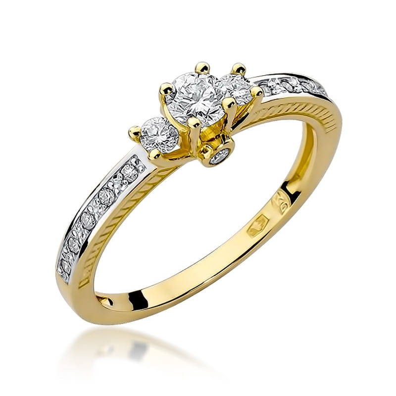 Inel Aur 9K cu Diamante Naturale 0.42 ct — Aur galben