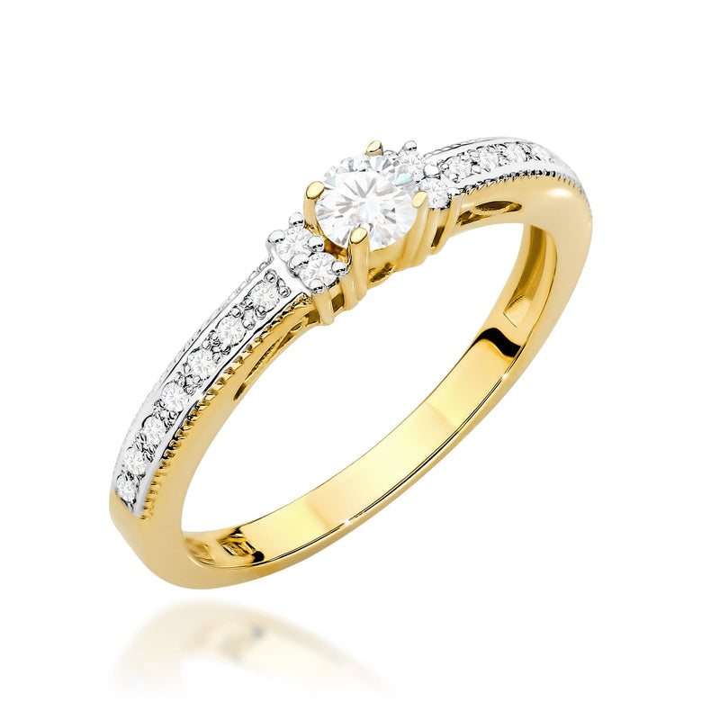 Inel Aur 9K cu Diamante Naturale 0.23 ct — Aur galben