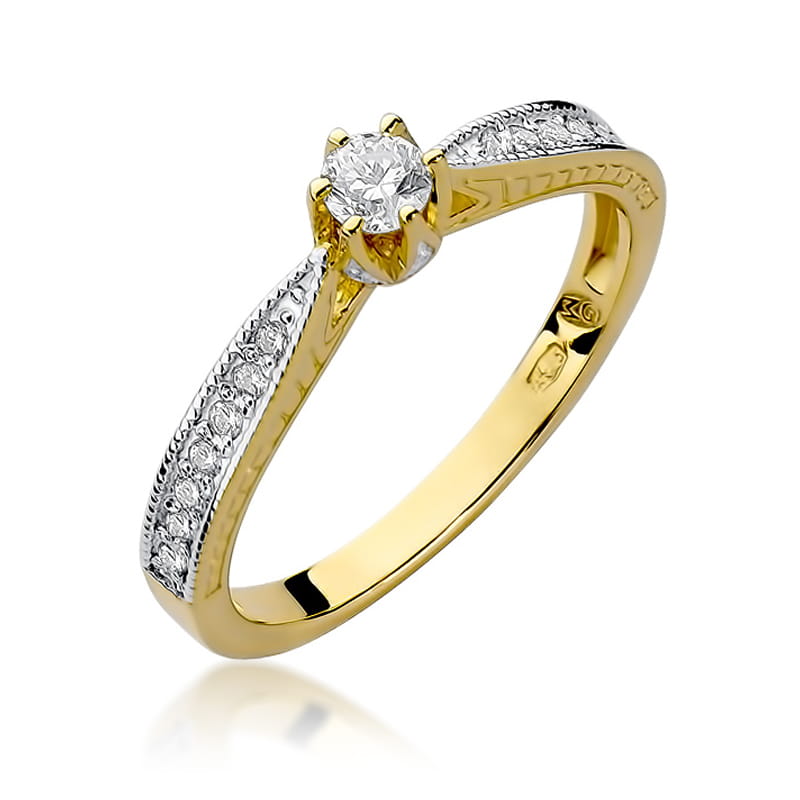 Inel Aur 9K cu Diamante Naturale 0.30 ct — Aur galben