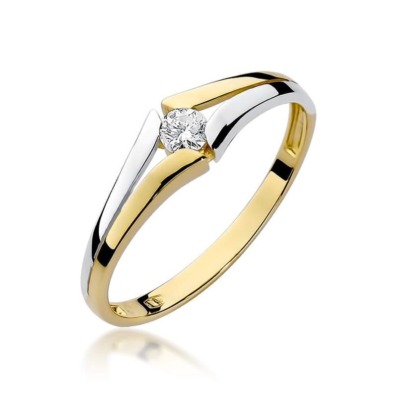 Inel Aur 9K cu Diamant Natural 0.08 ct — Aur galben