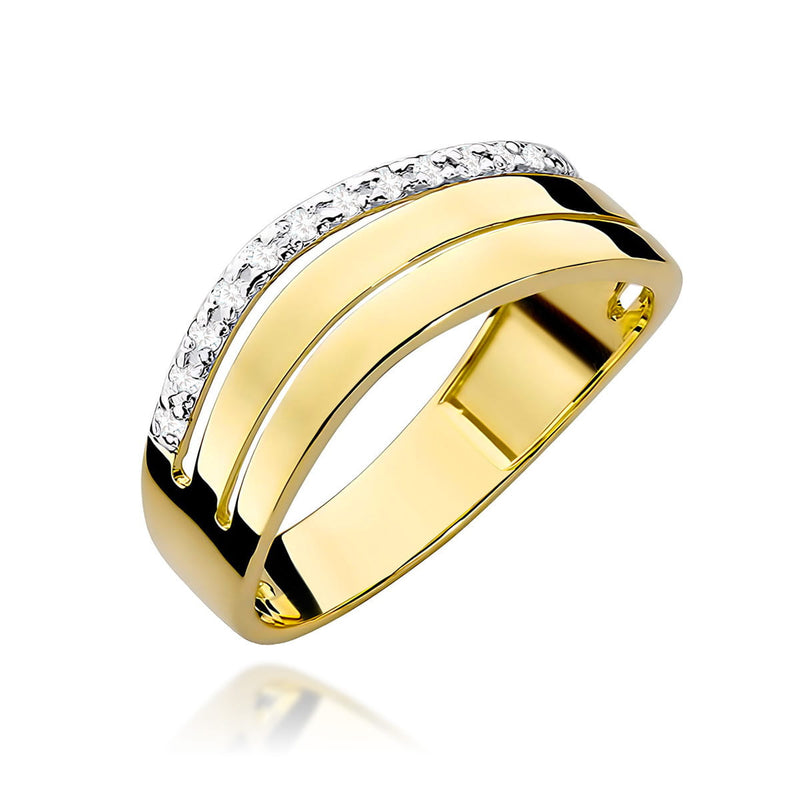 Inel Aur 9K cu Diamante Naturale 0.09 ct — Aur galben