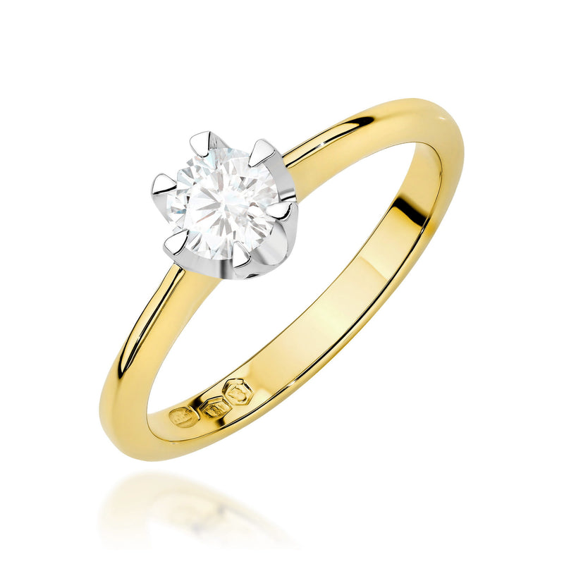 Inel Aur 9K cu Diamant Natural 0.70 ct — Aur galben