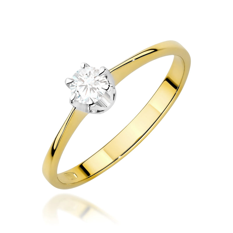 Inel Aur 9K cu Diamant Natural 0.20 ct — Aur galben