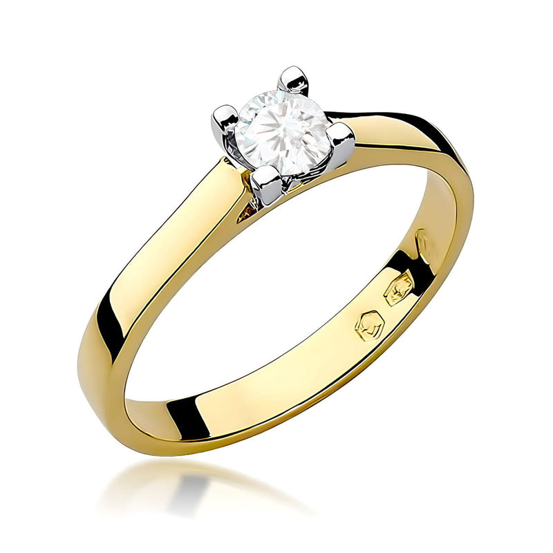 Inel Aur 9K cu Diamant Natural 0.30 ct — Aur galben