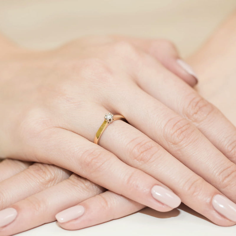 Inel Aur 9K cu Diamant Natural 0.08 ct, imaginea 4 din 7
