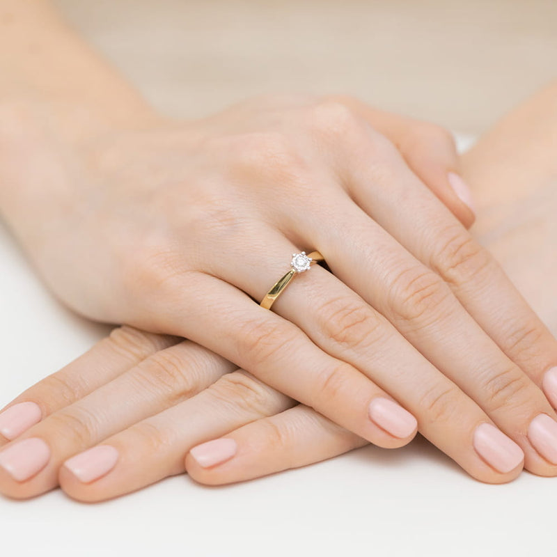 Inel Aur 9K cu Diamant Natural 0.10 ct, imaginea 4 din 7
