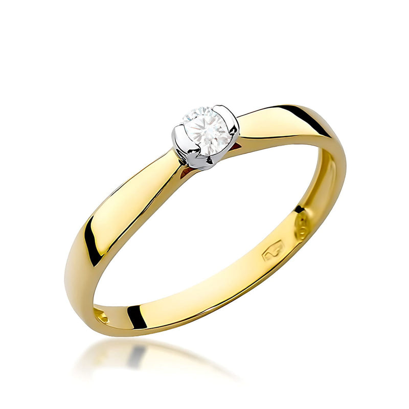 Inel Aur 9K cu Diamant Natural 0.08 ct — Aur galben