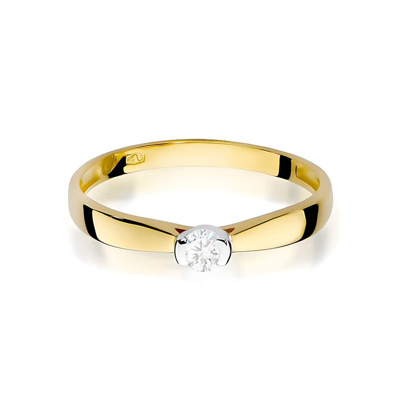 Inel Aur 9K cu Diamant Natural 0.10 ct — Aur galben