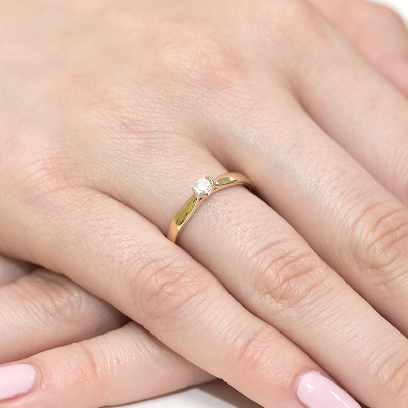 Inel Aur 9K cu Diamant Natural 0.10 ct, imaginea 3 din 7