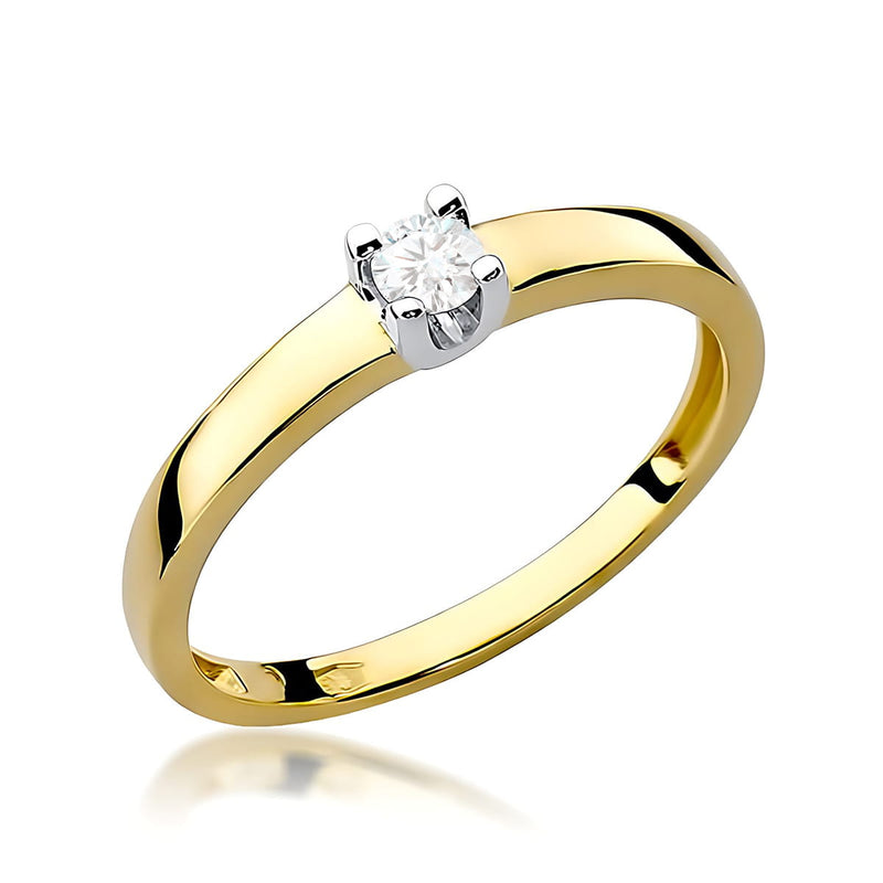 Inel Aur 9K cu Diamant Natural 0.10 ct — Aur galben