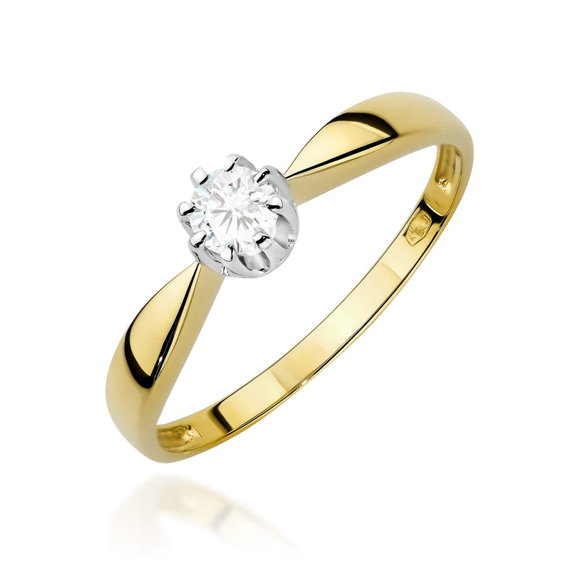 Inel Aur 9K cu Diamant Natural 0.15 ct — Aur galben