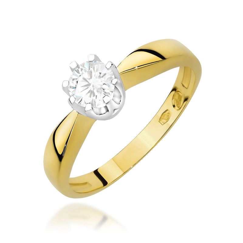 Inel Aur 9K cu Diamant Natural 0.30 ct — Aur galben