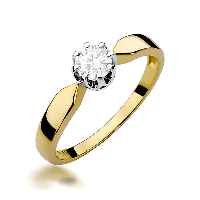 Inel Aur 9K cu Diamant Natural 0.40 ct — Aur galben