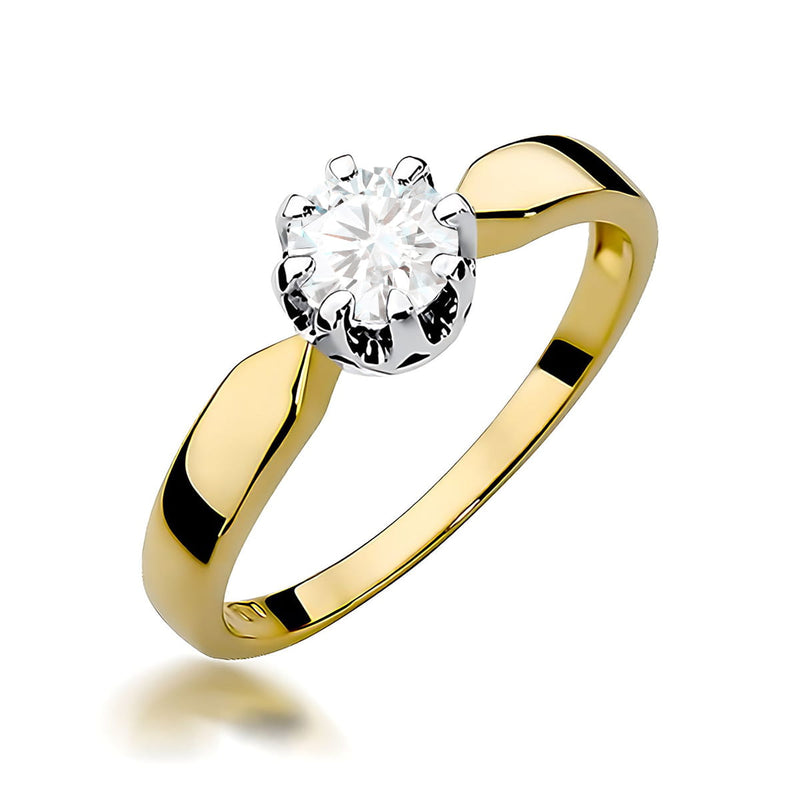 Inel Aur 9K cu Diamant Natural 0.50 ct — Aur galben