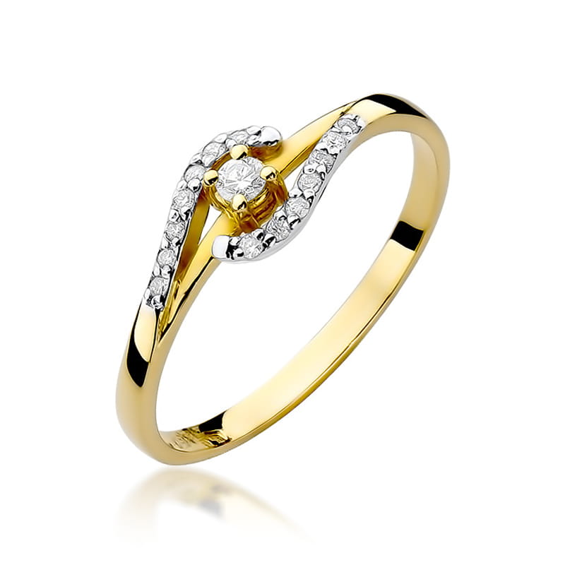 Inel Aur 9K cu Diamante Naturale 0.11 ct — Aur galben