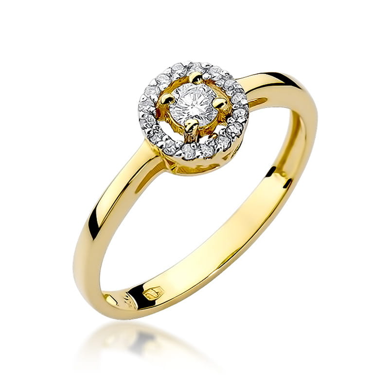 Inel Aur 9K cu Diamante Naturale 0.20 ct — Aur galben