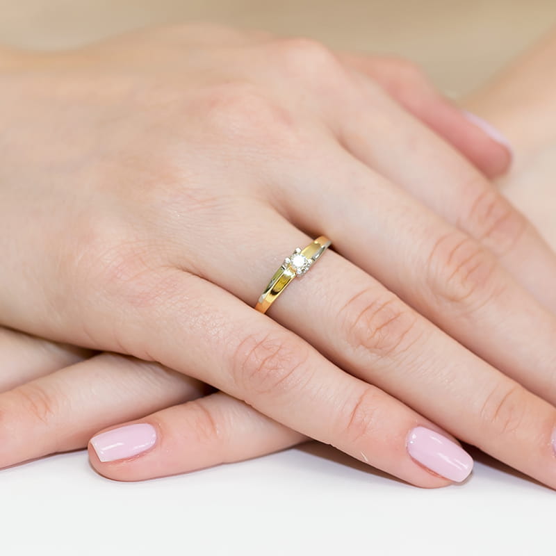 Inel Aur 9K cu Diamant Natural 0.12 ct, imaginea 4 din 8