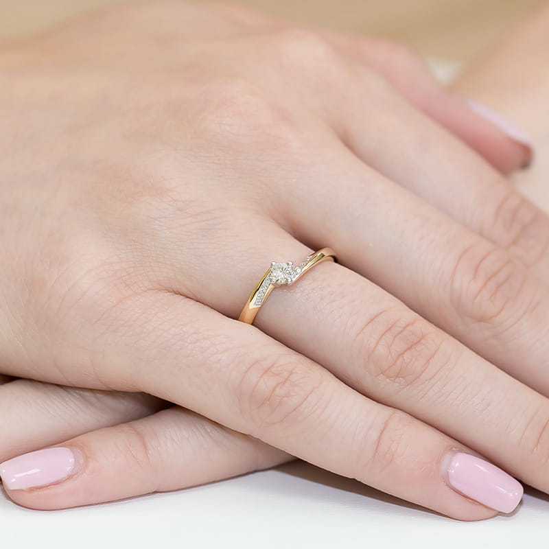 Inel Aur 9K cu Diamante Naturale 0.19 ct, imaginea 4 din 8