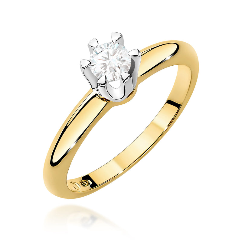 Inel Aur 9K cu Diamant Natural 0.30 ct — Aur galben
