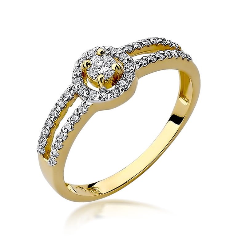 Inel Aur 9K cu Diamante Naturale 0.31 ct — Aur galben