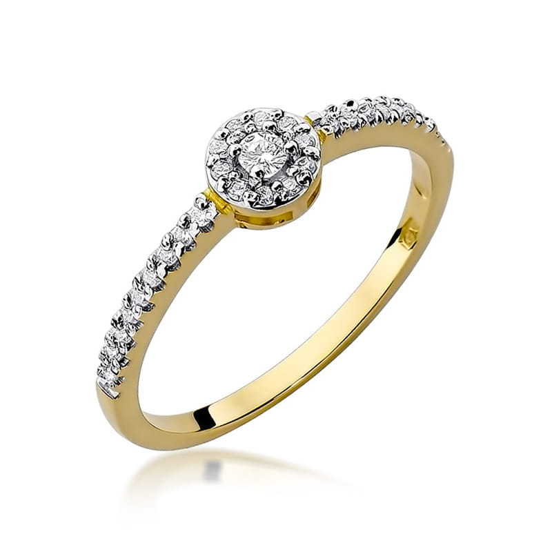 Inel Aur 9K cu Diamante Naturale 0.19 ct — Aur galben