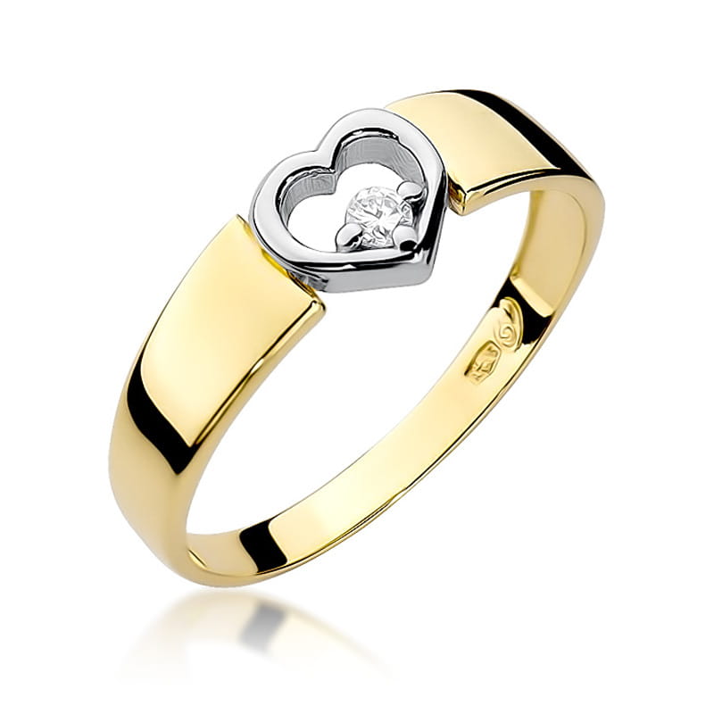 Inel Aur 9K cu Diamant Natural 0.04 ct — Aur galben