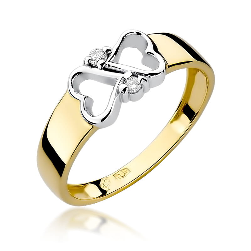 Inel Aur 9K cu Diamante Naturale 0.04 ct — Aur galben