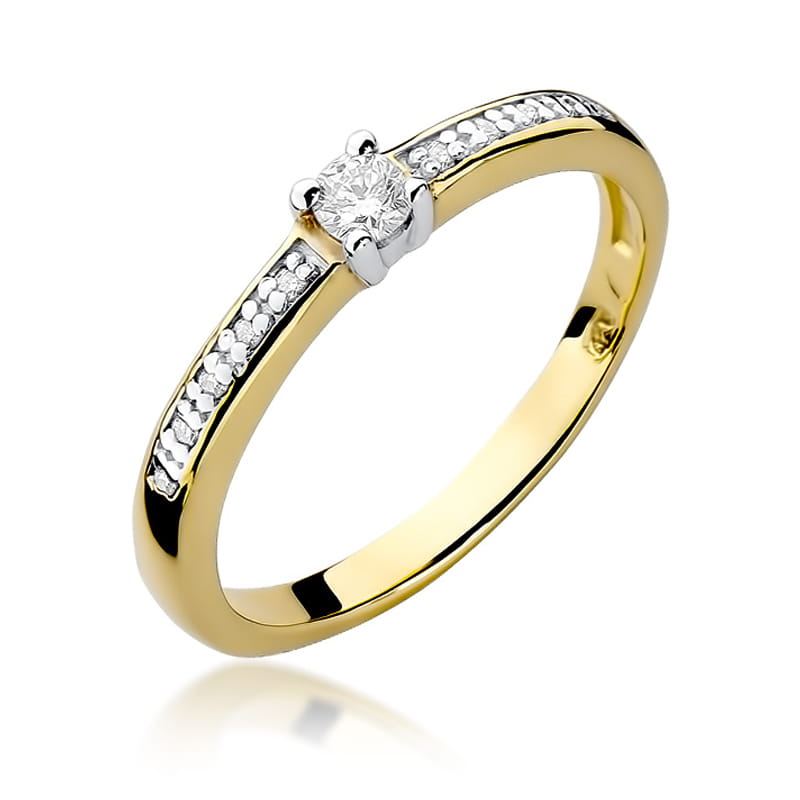 Inel Aur 9K cu Diamante Naturale 0.13 ct — Aur galben