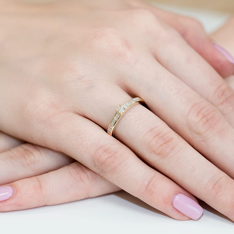 Inel Aur 9K cu Diamante Naturale 0.13 ct, imaginea 4 din 7
