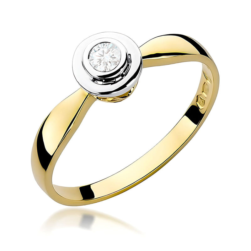 Inel Aur 9K cu Diamant Natural 0.10 ct — Aur galben