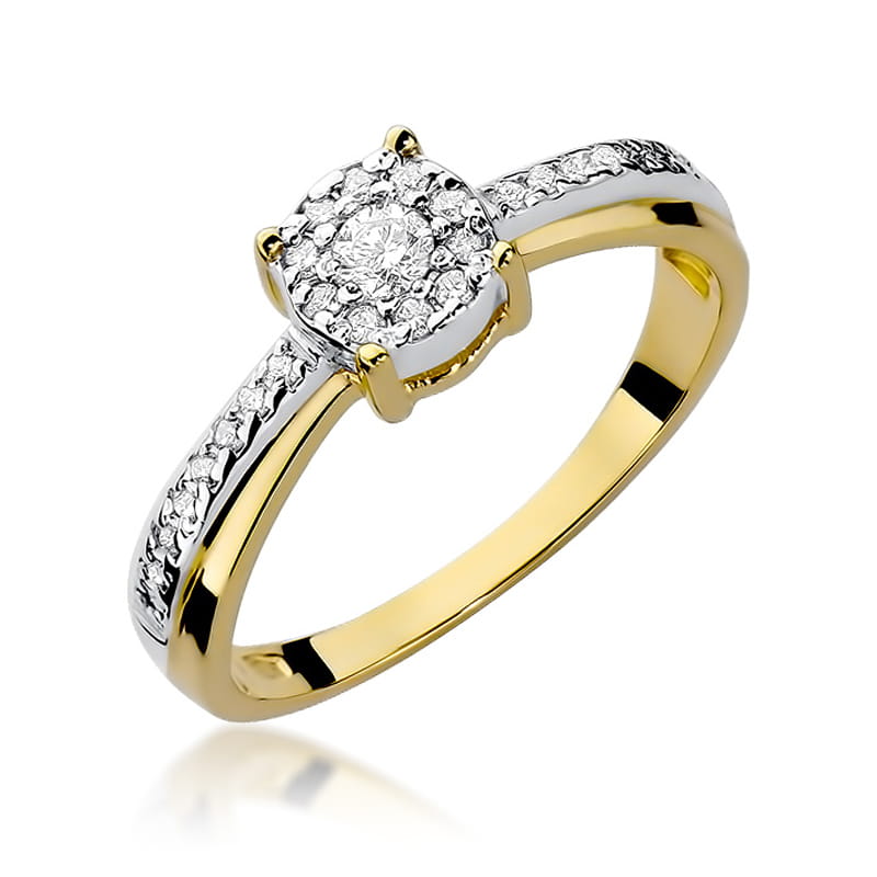 Inel Aur 9K cu Diamante Naturale 0.26 ct — Aur galben