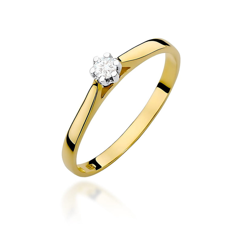 Inel Aur 9K cu Diamant Natural 0.09 ct — Aur galben