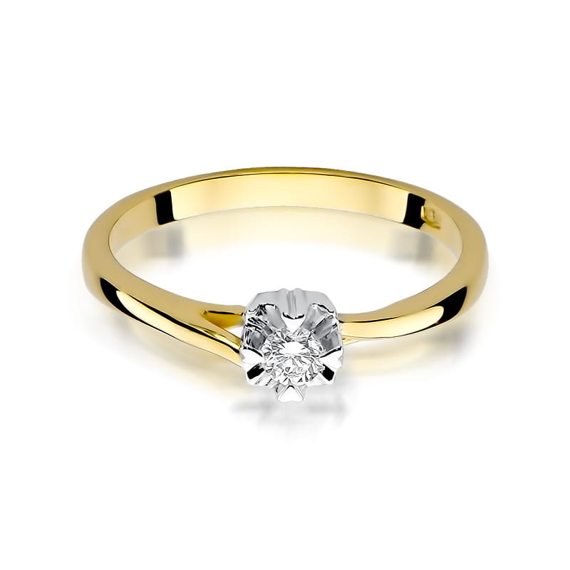 Inel Aur 9K cu Diamant Natural 0.10 ct, imaginea 2 din 8