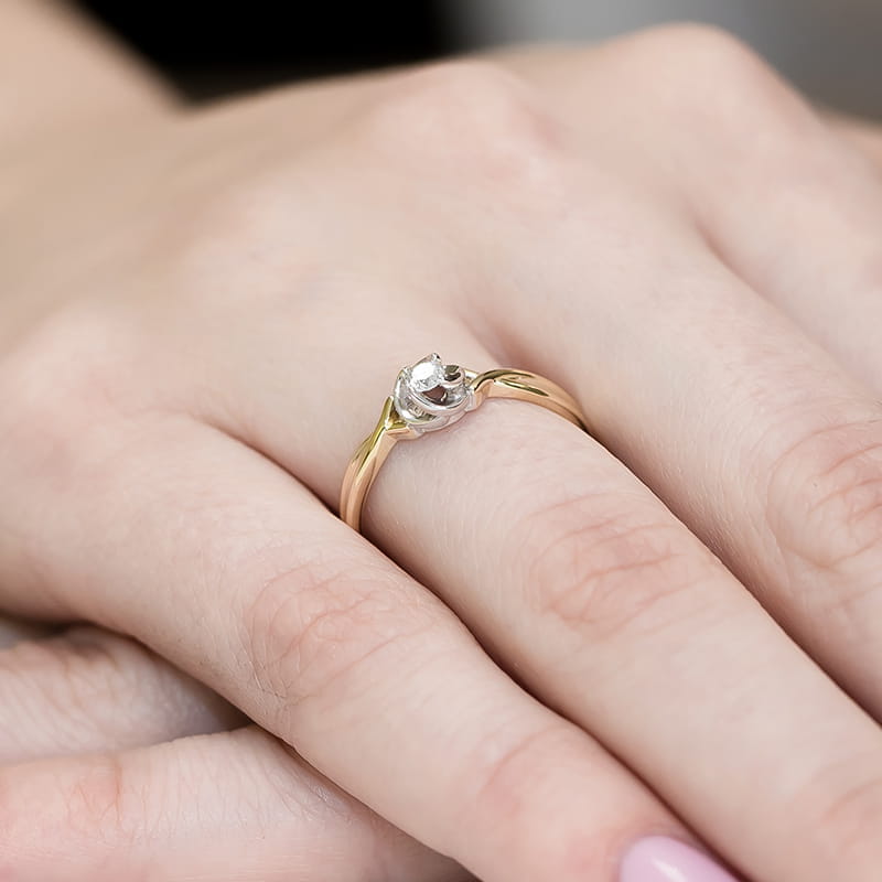 Inel Aur 9K cu Diamant Natural 0.10 ct, imaginea 4 din 8