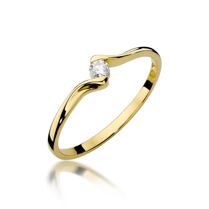 Inel Aur 9K cu Diamant Natural 0.09 ct — Aur galben