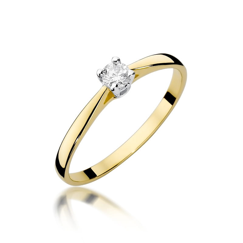 Inel Aur 9K cu Diamant Natural 0.15 ct — Aur galben